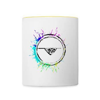Billard symbol icon - Tasse zweifarbig - Weiß/Gelb - Vorne
