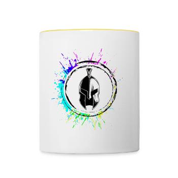 Casque Spartan - Mug contrasté - blanc/jaune - Devant
