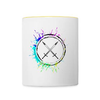 Schwert Icon Symbol - Tasse zweifarbig - Weiß/Gelb - Vorne