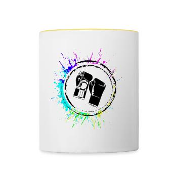 Symbole des gants de boxe - Mug contrasté - blanc/jaune - Devant