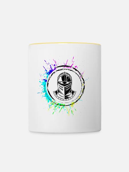 Ritter Helm - Tasse zweifarbig - Weiß/Gelb