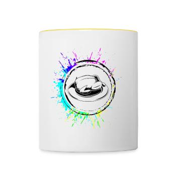 Chicken icon icon - Contrasting Mug - white/yellow - Front