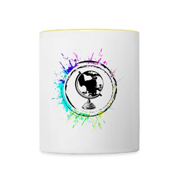 Globus symbol travel - Tasse zweifarbig - Weiß/Gelb - Vorne