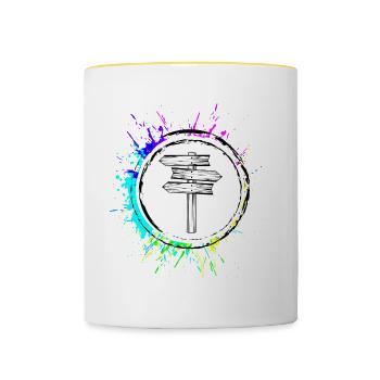 Guide de voyage - Mug contrasté - blanc/jaune - Devant