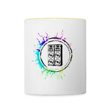 Jukeboxes Bass symbol - Contrasting Mug - white/yellow - Front