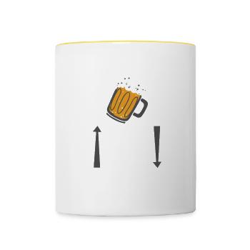 QUAND LA PRESSION MONTE JE LA DESCENDS ! - Mug contrasté - blanc/jaune - Devant