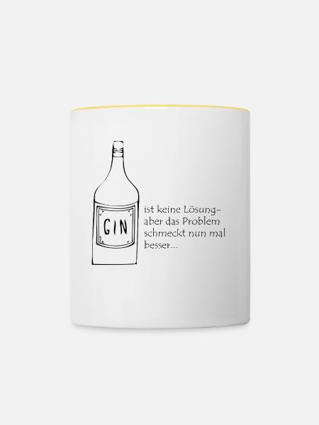 Gin ist keine Lösung - Tasse zweifarbig - Weiß/Gelb