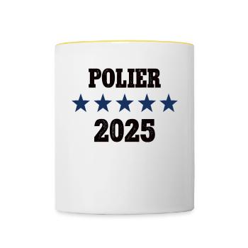 2025 Polier Beruf Bauleiter Job Bau Arbeit Kollege - Tasse zweifarbig - Weiß/Gelb - Vorne