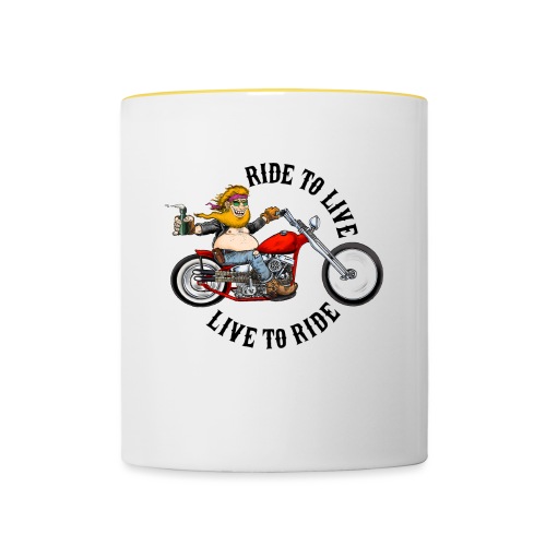 biker sur sa moto. ride to live live to ride - Mug contrasté