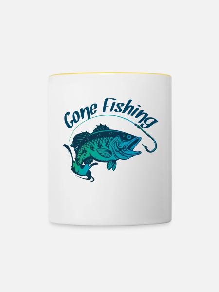 Angeln Fisch - Tasse zweifarbig - Weiß/Gelb