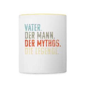 Vater Mann Mythos Legende Vatertag Geschenk Witzig - Tasse zweifarbig - Weiß/Gelb - Vorne