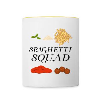 Spaghetti Squad Noodles Pasta Fan Funny Quote - Contrasting Mug - white/yellow - Front