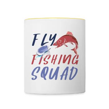Pêche Funny Quote Fly Fishing Squad - Mug contrasté - blanc/jaune - Devant