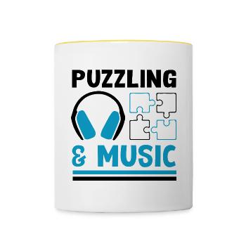 Puzzle Music Musician Music Notes Jigsaw - Contrasting Mug - white/yellow - Front