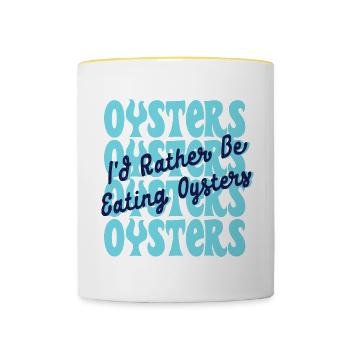 Manger Huîtres Fruits de mer Vin Chef - Mug contrasté - blanc/jaune - Devant