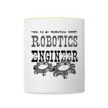 Ironisches Sprichwort „Robotik“ - Tasse zweifarbig - Weiß/Gelb - Vorne