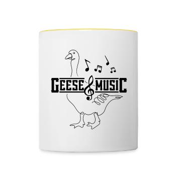 Geese and Music Notes Musician Cute Goose - Contrasting Mug - white/yellow - Front