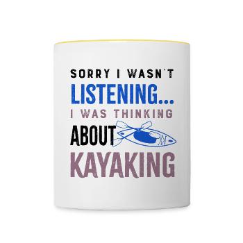 Penser au kayak Canoë Kayak en eau vive - Mug contrasté - blanc/jaune - Devant