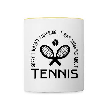 Penser au tennis Hobby Ball Sports Joueur de - Mug contrasté - blanc/jaune - Devant