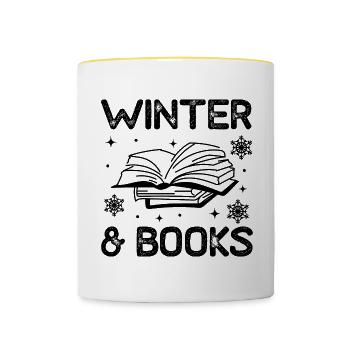 Winter and Reading Books Nature Winter Season - Contrasting Mug - white/yellow - Front