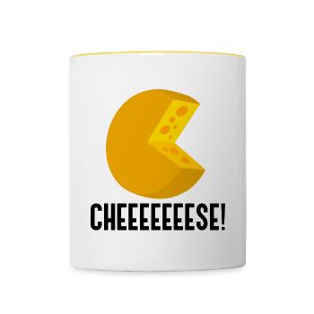 Citation ironique de Cheeeese Food Lover - Mug contrasté - blanc/jaune - Devant