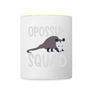 Opossum Squad Cute Possum Ironic Saying Wildlife - Mug contrasté - blanc/jaune - Devant