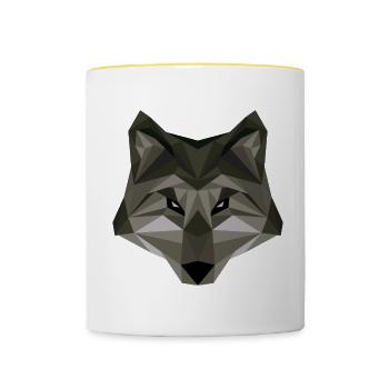 Wolf Artsy Buntes Waldtier Wildnis Wölfe - Tasse zweifarbig - Weiß/Gelb - Vorne