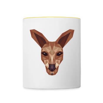 Art kangourou, faune puriste, marsupial australien - Mug contrasté - blanc/jaune - Devant