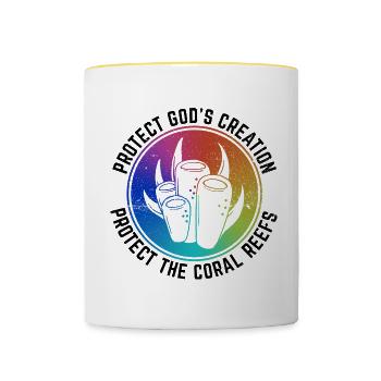 Protect Coral Reefs God Bible Study Faith - Contrasting Mug - white/yellow - Front