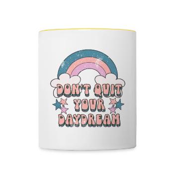 Citation de rêve de motivation - Mug contrasté - blanc/jaune - Devant