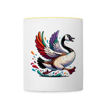 Schöne kanadische Gans - Tasse zweifarbig - Weiß/Gelb - Vorne