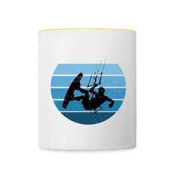 Kitesurf Kitesurf Kitesurf Kitesurf Femme Homme - Mug contrasté - blanc/jaune - Devant
