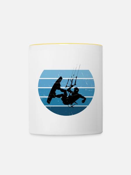 Kitesurf Kitesurf Kitesurf Kitesurf Femme Homme - Mug contrasté - blanc/jaune