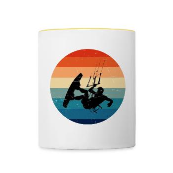 Cerf-volant Homme Kitesurfer Kitesurfer Femme Kitesurf - Mug contrasté - blanc/jaune - Devant