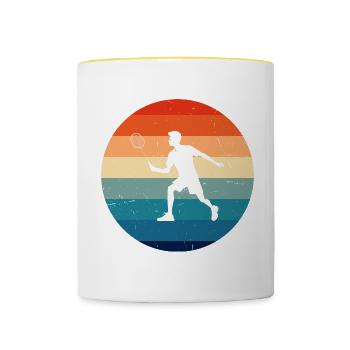 Men's Badminton Squash Women's Badminton Player - Contrasting Mug - white/yellow - Front