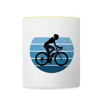 Radeln Herren Radfahrer Radfahren Bike - Tasse zweifarbig - Weiß/Gelb - Vorne