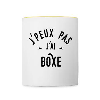 j'peux pas j'ai boxe - Mug contrasté - blanc/jaune - Devant
