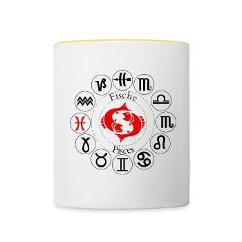 Sternzeichen Fische - Tasse zweifarbig - Weiß/Gelb - Vorne