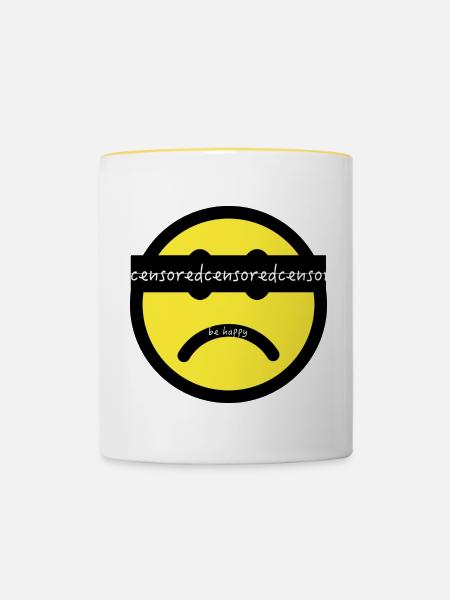 smiley - Tasse zweifarbig - Weiß/Gelb