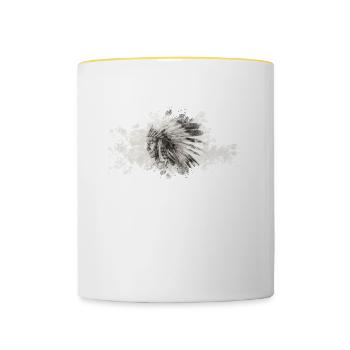 American Indian Indianer - Tasse zweifarbig - Weiß/Gelb - Vorne