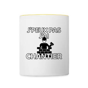 J’peux pas j’ai chantier - Mug contrasté - blanc/jaune - Devant