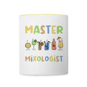 Barman Bartender Mixer Cocktail Cadeau - Mug contrasté - blanc/jaune - Devant