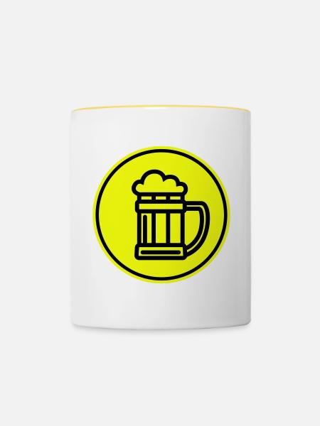 Bier Icon Symbol - Tasse zweifarbig - Weiß/Gelb