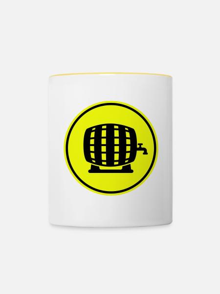 Bierfass - Tasse zweifarbig - Weiß/Gelb