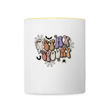 Bleached Ghost Hippie HALLOWEEN - Stay Spooky - Contrasting Mug - white/yellow - Front