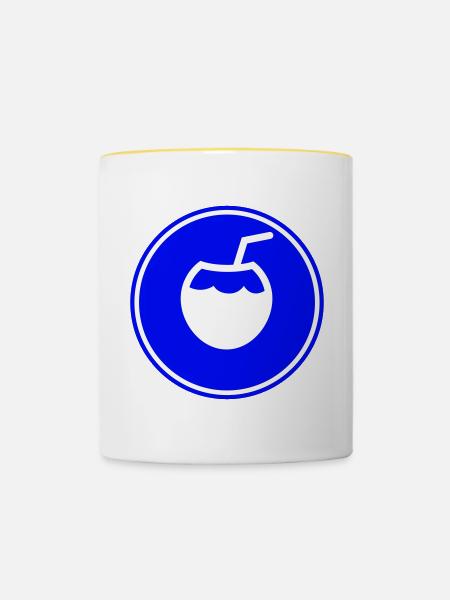 Kokos Icon Symbol - Tasse zweifarbig - Weiß/Gelb