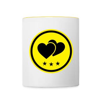 Herzen Symbol - Tasse zweifarbig - Weiß/Gelb - Vorne