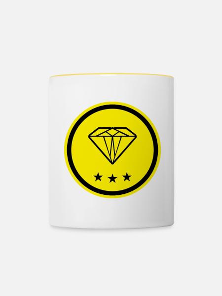 Diamant Symbol - Tasse zweifarbig - Weiß/Gelb