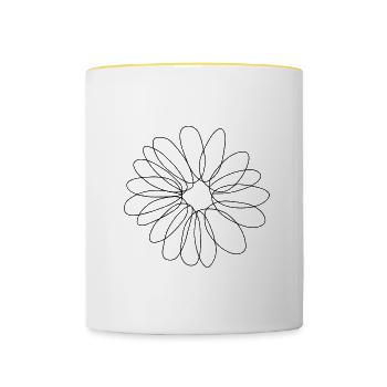 Gänseblümchenblume, Gänseblümchen einzeilige Kunst - Tasse zweifarbig - Weiß/Gelb - Vorne