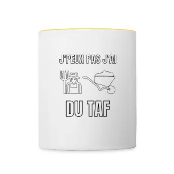 J’peux pas j’ai du taf - Mug contrasté - blanc/jaune - Devant